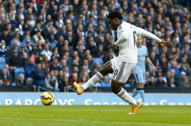 Wilfried Bony scores the first goal for Swansea