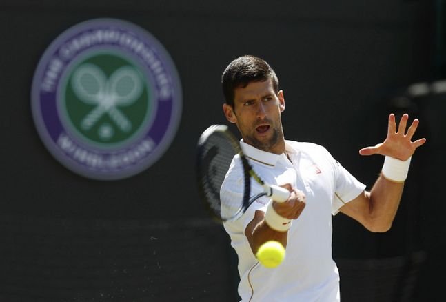 Serbia's Novak Djokovic in action against USA's Sam Querrey