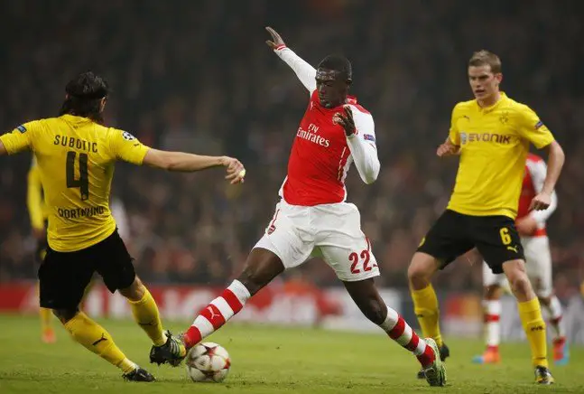 Arsenal's Yaya Sanogo in action