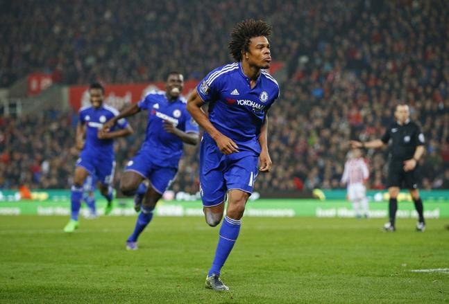Joie de Loic Remy celebrates scoring the first goal for Chelsea