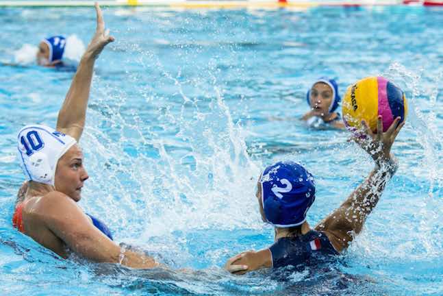 KOOLHAAS Ilse NED, MILLOT Estelle FRA 
NED (white cap) -  FRA (blue cap)
Preliminary Round Water Polo
Day03  16/07/2017 
XVII FINA World Championships Aquatics
Alfred Hajos Complex Margaret Island  
Budapest Hungary