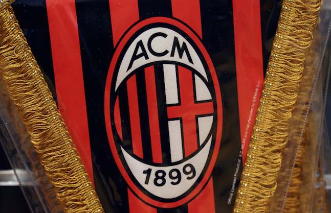 The AC Milan logo is pictured on a pennant in a soccer store in downtown Milan, Italy April 29, 2015