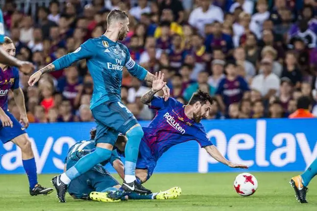 August 13, 2017 - Barcelona, Catalonia, Spain - FC Barcelona forward MESSI in action during the Spanish Super Cup Final 1st leg between FC Barcelona and Real Madrid at the Camp Nou stadium in Barcelona.