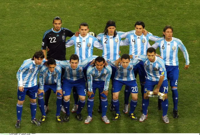 FOOTBALL : WC - ARGENTINE vs MEXIQUE
Argentina team line up before game against Mexico.
--------------------
Back Page Images / BPI
2010 FIFA World Cup South Africa - Round of 16
Argentina v Mexico
27 June 2010
Javier Garcia +447887794393
info@backpageimages.com
http://www.backpageimages.com