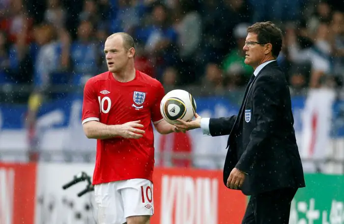 Football - Japan v England International Friendly - UPC Arena, Graz, Austria - 30/5/10   England manager Fabio Capello (R) and Wayne Rooney