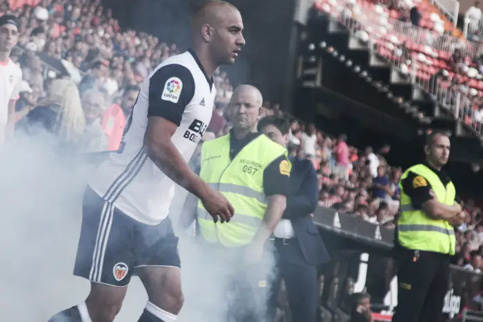 23 Aymen Abdennour of Valencia CF in Valencia CF presentation for the 2017/18 season at Mestalla stadium on August 11, 2017