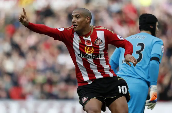 Britain Football Soccer - Sunderland v Arsenal - Premier League - The Stadium of Light - 29/10/16
Sunderland's Wahbi Khazri celebrates before they had a goal disallowed