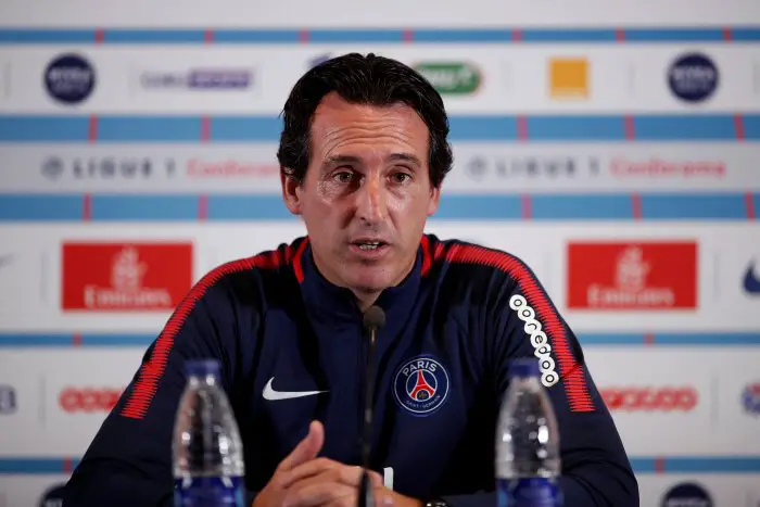 Paris Saint-Germain coach Unai Emery  during the press conference