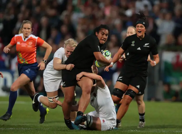 26th August 2017, Kingspan Stadium, Belfast, Northern Ireland; Womens Rugby World Cup Final; England Women versus New Zealand Women; Victoria Subritzky-Nafatali (New Zealand) takes the ball in to contact