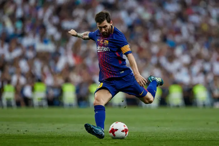 August 16th 2017, Bernabeu, Madrid, Spain; Spanish Supercopa 2nd leg, Real Madrid versus FC Barcelona; Leo Messi of FC Barcelona shoots on goal