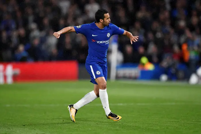 Soccer Football - Champions League - Chelsea vs Qarabag FK - Stamford Bridge, London, Britain - September 12, 2017   Chelsea's Pedro celebrates scoring their first goal