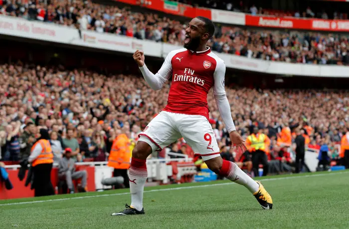 Soccer Football - Premier League - Arsenal vs AFC Bournemouth - London, Britain - September 9, 2017   Arsenal's Alexandre Lacazette celebrates scoring their second goal