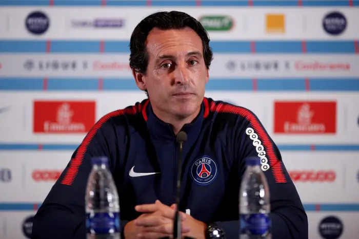 Paris Saint-Germain coach Unai Emery  during the press conference