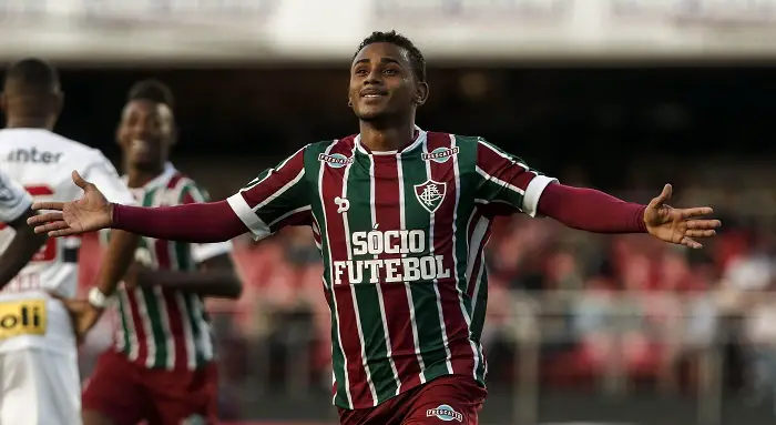 Wendel, do Fluminense, comemora seu gol, durante partida contra o São Paulo, válida pela 10ª rodada do Campeonato Brasileiro 2017, realizada no estádio do Morumbi, em São Paulo, domingo (25). 25/06/17 - Foto: MIGUEL SCHINCARIOL