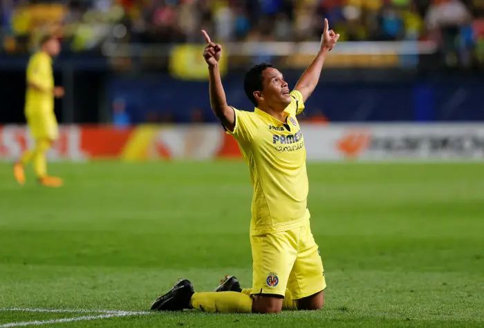 Villarreal's Carlos Bacca celebrates scoring their second goal