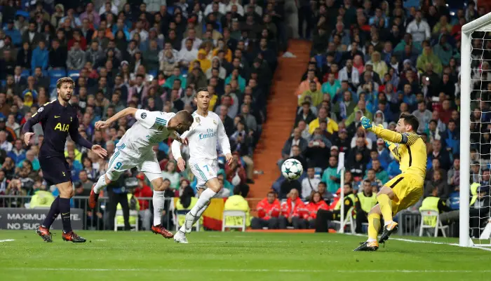 Soccer Football - Champions League - Real Madrid vs Tottenham Hotspur - Santiago Bernabeu Stadium, Madrid, Spain - October 17, 2017   Real Madrid¹s Karim Benzema misses a chance to score