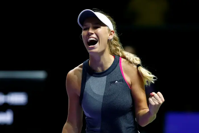 Tennis - WTA Tour Finals - Singapore Indoor Stadium, Singapore - October 28, 2017   Denmark's Caroline Wozniacki