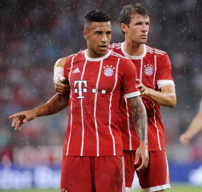 Corentin Tolisso (FC Bayern Munich) and Thomas Mueller (FC Bayern Munich)
