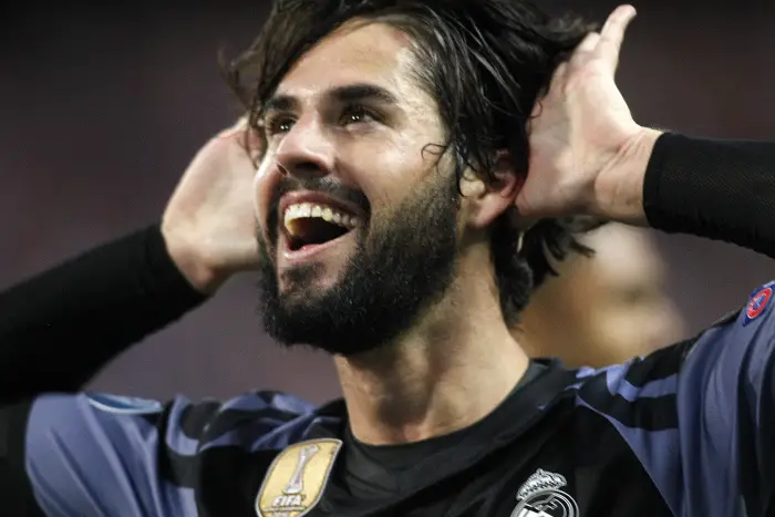Real Madrid's Isco Alarcon celebrates goal during Champions League 2016/2017 Semi-finals 2nd leg match. May 10,2017.