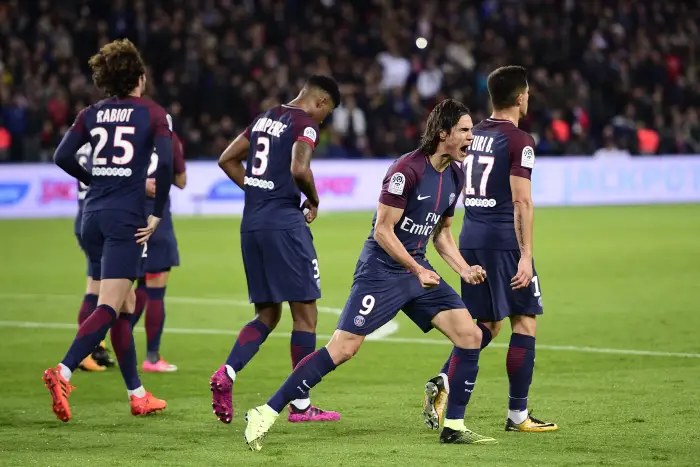 joie des joueurs du PSG apres le second but de CAVANI Edinson (PSG)