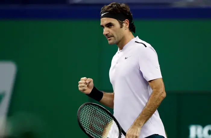 Tennis - Shanghai Masters tennis tournament - Shanghai, China - October 11, 2017 - Roger Federer of Switzerland celebrates