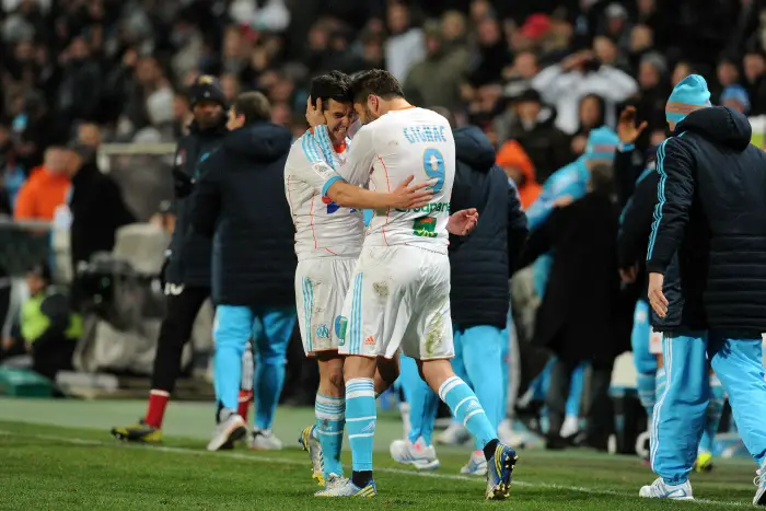 Joie de Andre Pierre Gignac apres son but (Marseille) - Joey Barton