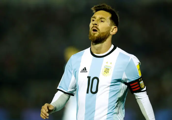 Argentina's Lionel Messi reacts after missing a shot