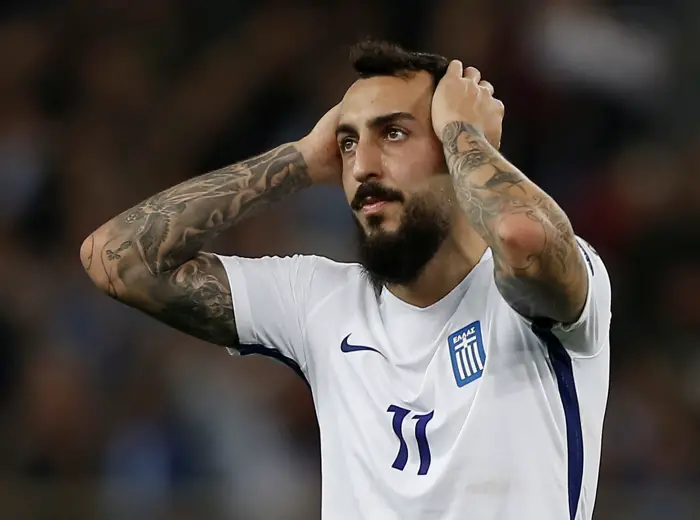 Soccer Football - 2018 World Cup Qualifications - Europe - Greece vs Croatia - Karaiskakis Stadium, Piraeus, Greece - November 12, 2017   Greece's Kostas Mitroglou