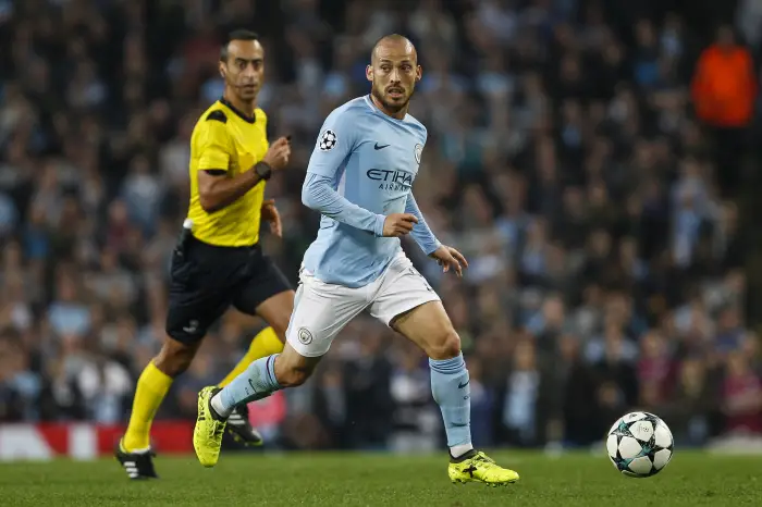David Silva of Manchester City during the UEFA Champions League Group F match between Manchester City and Shakhtar Donetsk at the Etihad Stadium on September 26th 2017 in Manchester, England.