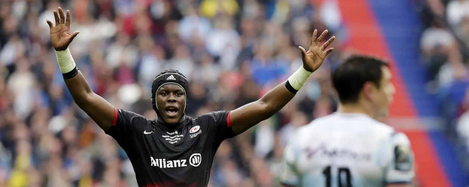 Rugby Union - Saracens v Racing 92 - European Rugby Champions Cup Final - Grand Stade de Lyon, France - 14/5/16
Saracens' Maro Itoje with Racing 92's Dan Carter