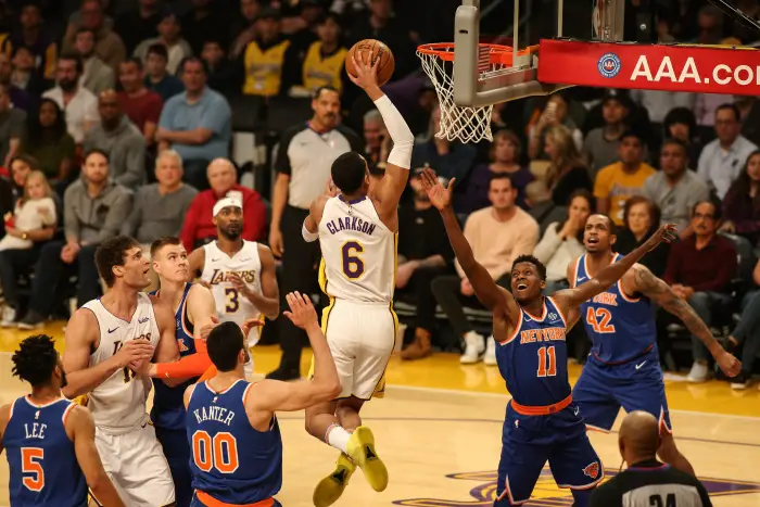 January 21, 2018 Los Angeles, CA..Los Angeles Lakers guard Jordan Clarkson (6)
