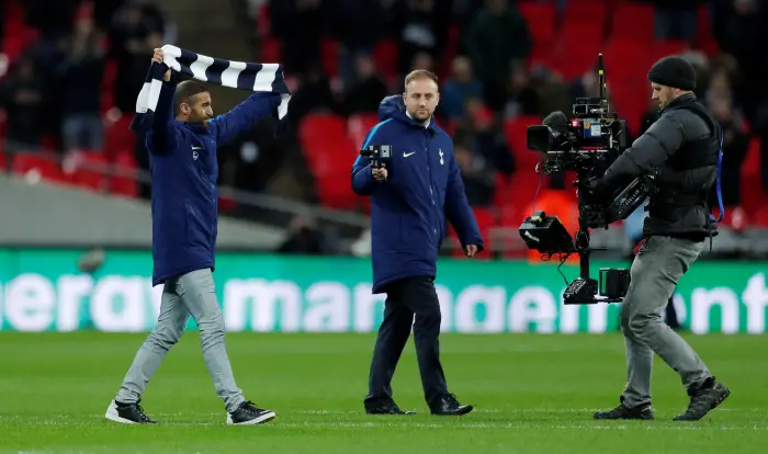 Soccer Football - Premier League - Tottenham Hotspur vs Manchester United - Wembley Stadium, London, Britain - January 31, 2018   Tottenham's Lucas Moura is presented to the fans on the pitch at half time