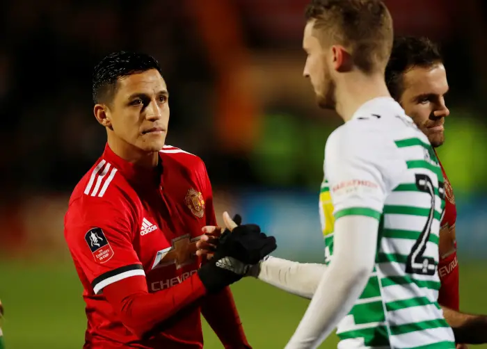 Soccer Football - FA Cup Fourth Round - Yeovil Town vs Manchester United - Huish Park, Yeovil, Britain - January 26, 2018   Manchester UnitedÄôs Alexis Sanchez in action