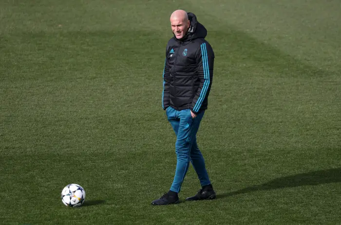 Real Madrid coach Zinedine Zidane during training