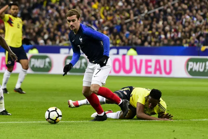 Antoine Griezmann (Fra) vs Yerry Mina (Col)