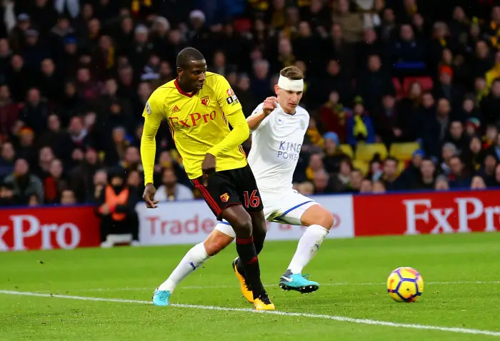 Abdoulaye Doucoure of Watford during the Premier League match between Watford and Leicester City at Vicarage Road on December 26th 2017 in Watford, England.