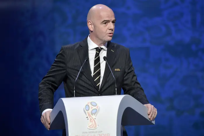 MOSCOW, RUSSIA ñ DECEMBER 1, 2017: FIFA President Gianni Infantino attends the Final Draw for 2018 FIFA World Cup at the State Kremlin Palace. Alexei Nikolsky/Russian Presidential Press and Information Office/TASS