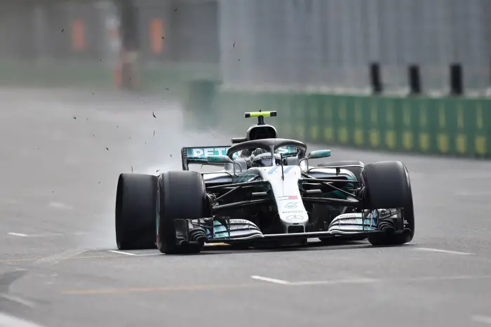 Valtteri Bottas (FIN) Mercedes-AMG F1 W09 EQ Power+ blow out at Formula One World Championship, Rd4, Azerbaijan Grand Prix, Race, Baku City Circuit, Baku, Azerbaijan, Sunday 29 April 2018.