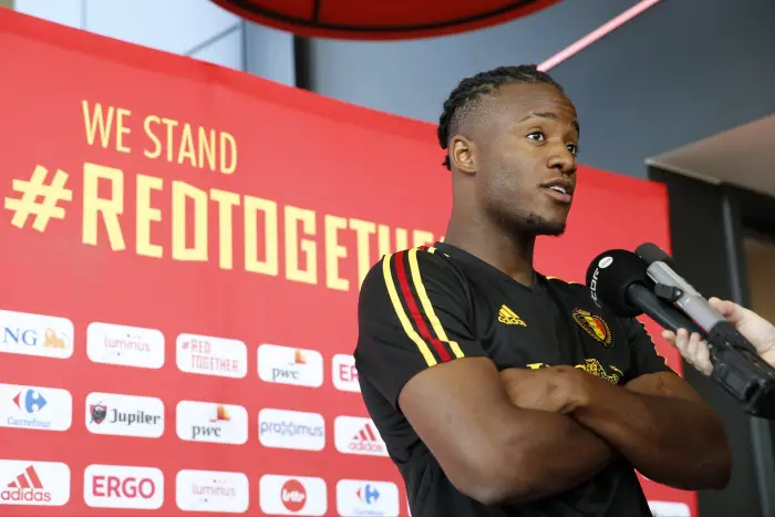 TUBIZE, BELGIUM - MAY 22 :   Michy Batshuayi forward of Belgium during his press conference at the national training center on may 25, 2018 in Tubize, Belgium, 25/05/2018.