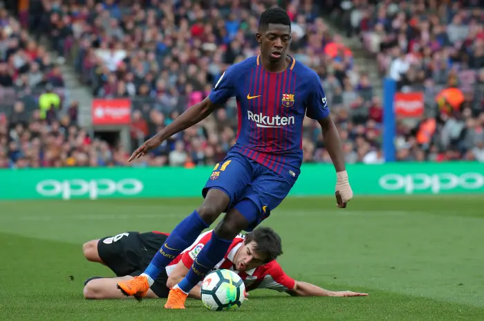 Ousmane Dembele and San Jose  during the match between FC Barcelona and Athletic Club, played at the Camp Nou Stadium on 18th March 2018 in Barcelona, Spain.  Photo: Joan Valls/Urbanandsport /NurPhoto