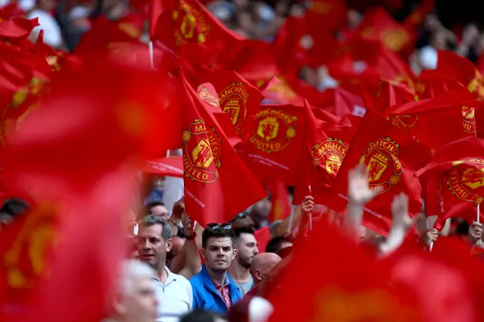 Manchester United Fans during the FA Cup Semi Final match between Manchester United and Tottenham Hotspur at Wembley Stadium on April 21st 2018 in London, England