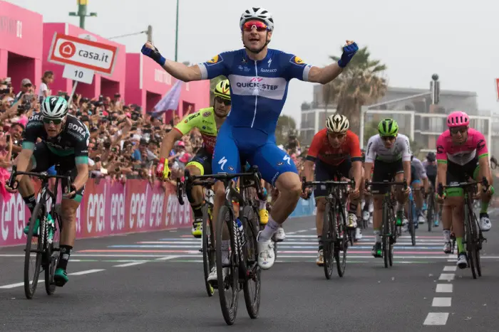 Team Quick-Step rider Elia Viviani of Italy wins the 2nd stage in Tel Aviv, Israel