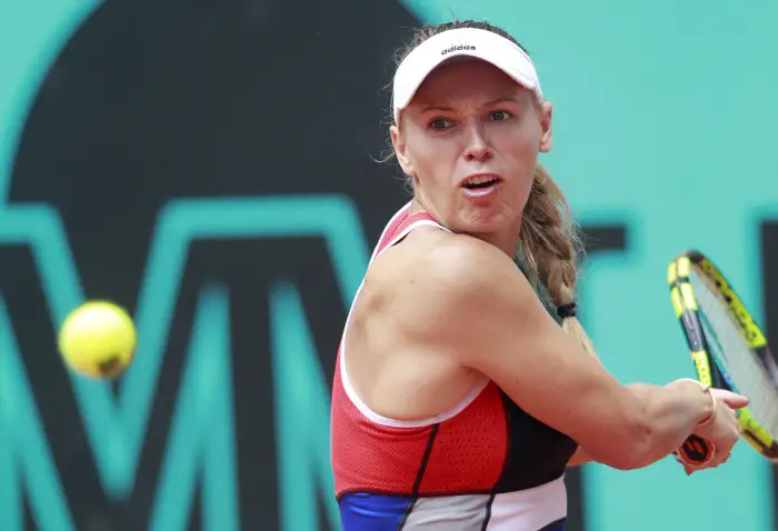 Caroline Wozniacki, Denmark, during Madrid Open Tennis 2018 match. May 7, 2018.