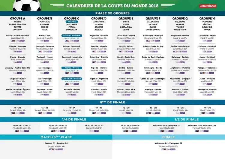 Le Calendrier De La Coupe Du Monde Sport Fr