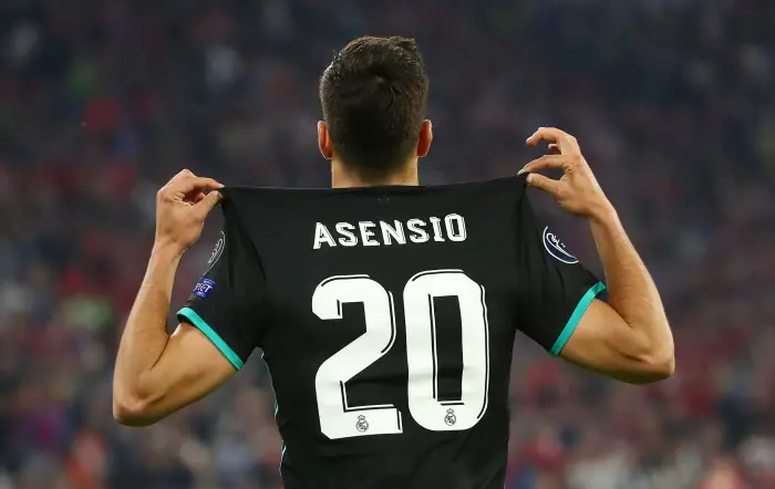 Soccer Football - Champions League Semi Final First Leg - Bayern Munich vs Real Madrid - Allianz Arena, Munich, Germany - April 25, 2018   Real Madrid's Marco Asensio celebrates scoring their second goal