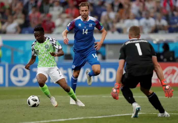 Soccer Football - World Cup - Group D - Nigeria vs Iceland - Volgograd Arena, Volgograd, Russia - June 22, 2018   Nigeria's Ahmed Musa scores their second goal