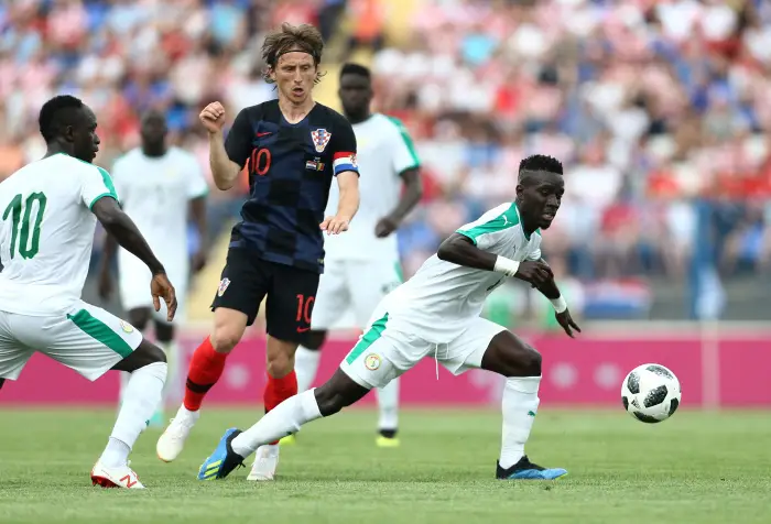 Soccer Football - International Friendly - Croatia vs Senegal -  Stadion Gradski vrt, Osijek, Croatia - June 8, 2018   Croatia's Luka Modric in action with Senegal's Idrissa Gueye