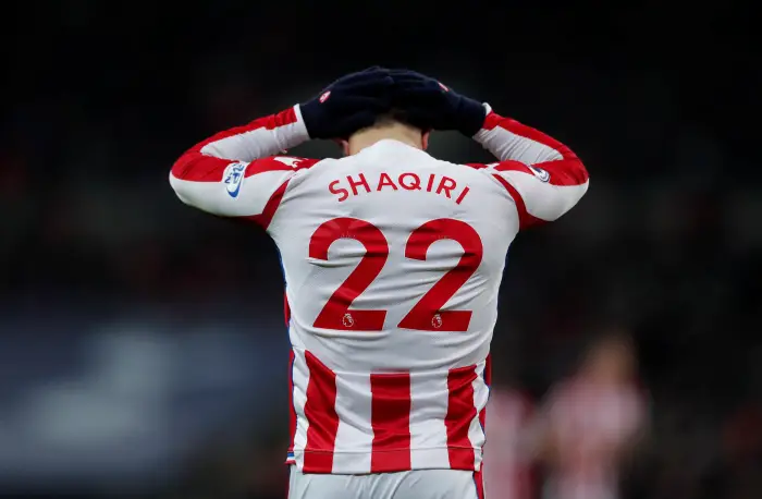 Soccer Football - Premier League - Tottenham Hotspur vs Stoke City - Wembley Stadium, London, Britain - December 9, 2017   Stoke City's Xherdan Shaqiri looks dejected