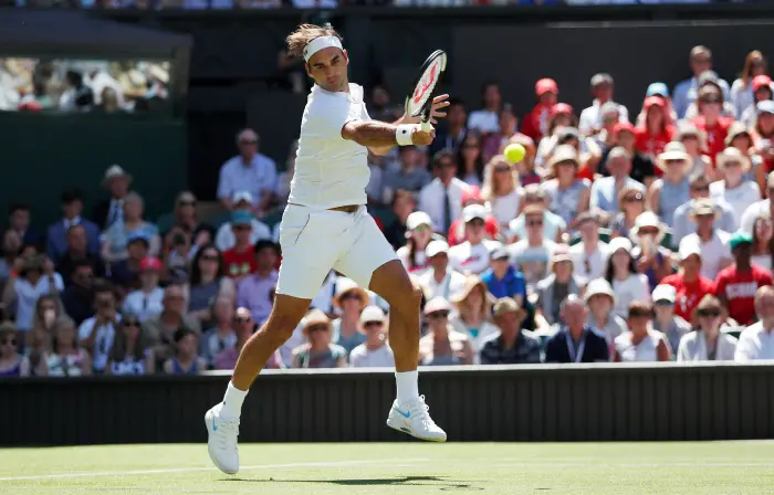 Tennis - Wimbledon - All England Lawn Tennis and Croquet Club, London, Britain - July 2, 2018 Switzerland's Roger Federer in action