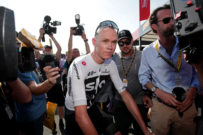 Cycling - Tour de France - The 201-km Stage 1 from Noirmoutier-en-l'Ile to Fontenay-le-Comte  - July 7, 2018 - Team Sky rider Chris Froome of Britain before the start